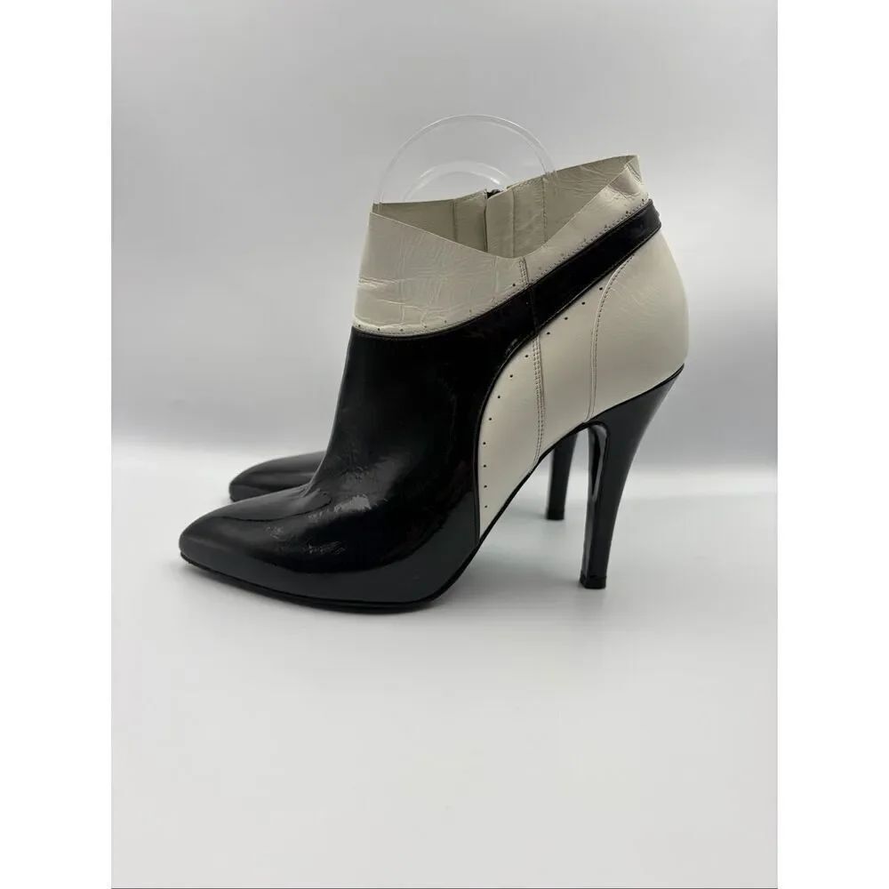 Maison Margiela Spectator Booties Patent Leather Black White 38.5 US 7.5 - Picture 5 of 12